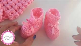 Como fazer sapatinho de bebe em croche tamanho rn - YouTube