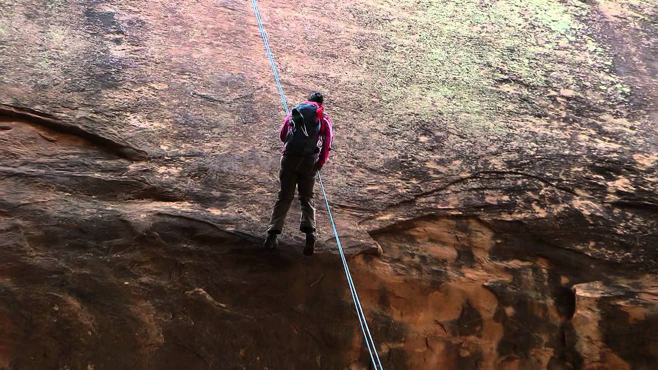 Amrutha rapelling/abseiling Morning Glory Natural Bridge, Moab, Utah ...