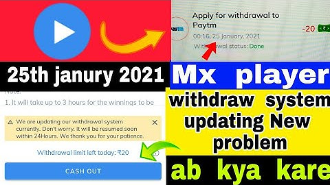 Mx player withdraw system updating new problem 25th january 2021 || kaise solve kare