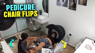Pedicure Chair Flips, Woman Falls, Both Laugh
