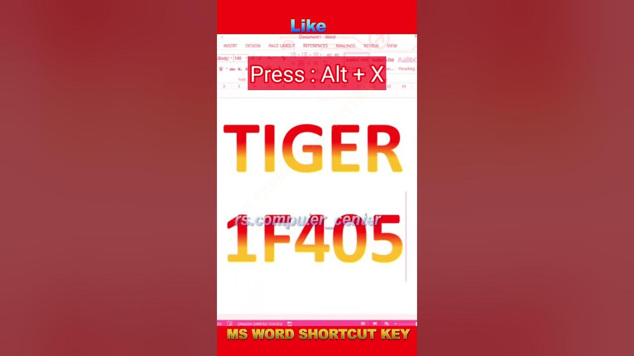 Tiger picture in ms word with shortcut key shorts tiger tigers 