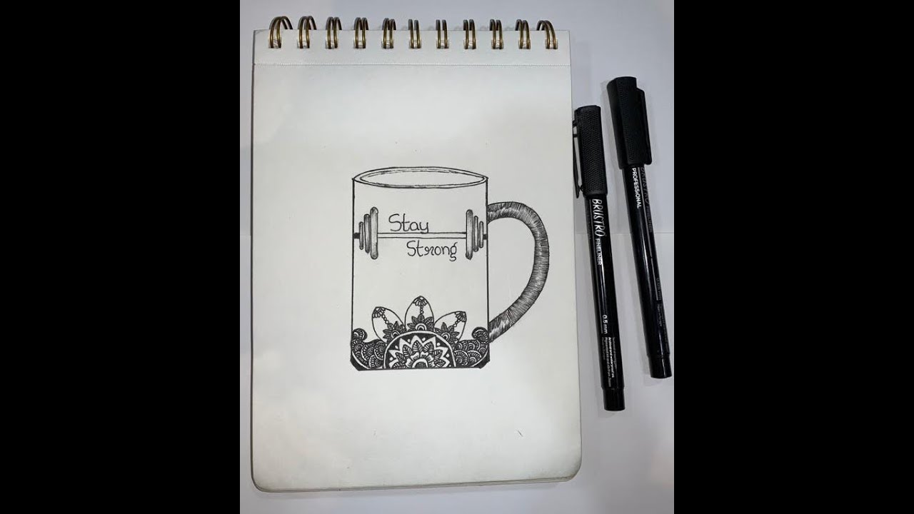 simple cup doodle Simple mandala design on cup cup design illusion