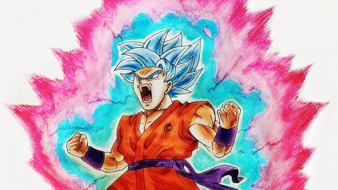 Dragon Ball - Desenho - Draw - Feito a mão - Goku - Super saiyajin blue -  blue - kaioken - blu…