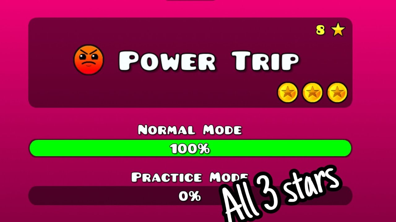 geometry dash subzero - power trip all 3 stars