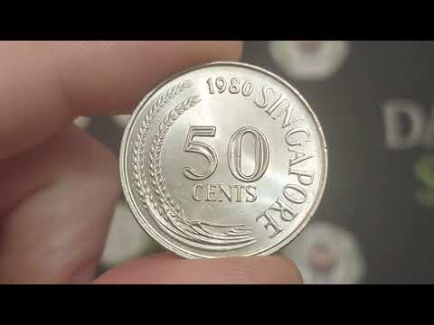 SINGAPORE 1980 50 Cents Coin VALUE + REVIEW LION FISH