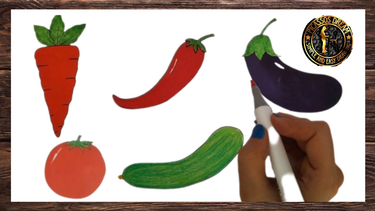 Vegetable drawing for beginners/ How to draw vegetables step by step ...
