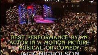 Jack Nicholson Wins Best Actor in a Motion Picture Musical or Comedy - Golden Globes 1986