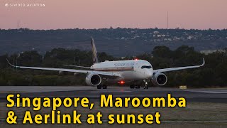 Singapore, Maroomba & Aerlink sunset arrivals & departures at Perth Airport.