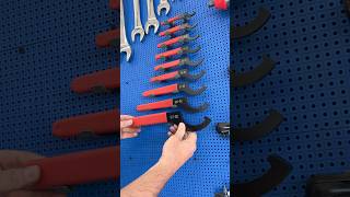 Organizing a set of coilover spanner wrenches with the @Toolgrid small vertical hooks