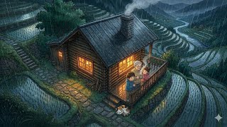 A Cozy Rainy ⛈️ Day in a Riverside Cabin 🏘️ | ambient family moments |ASMR ghibli - inspired 