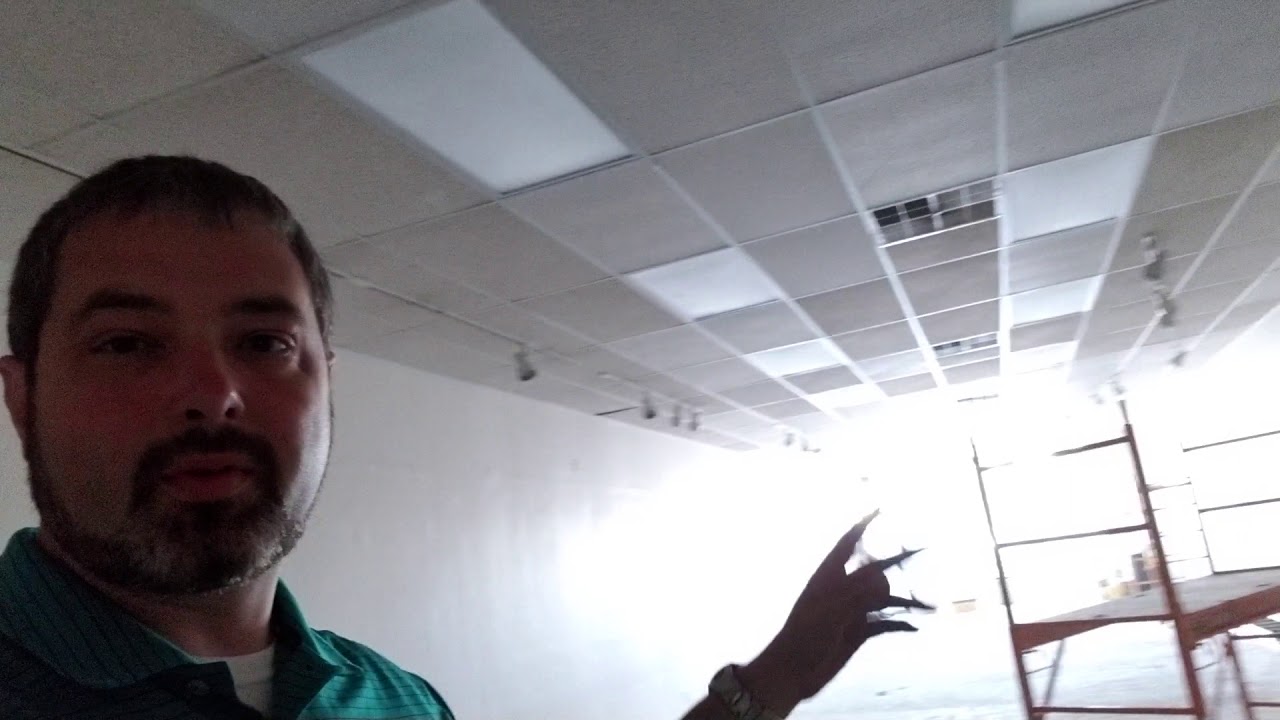 2018.10.03 - Replacing ceiling tile and led 2x4 LED lights at 3209