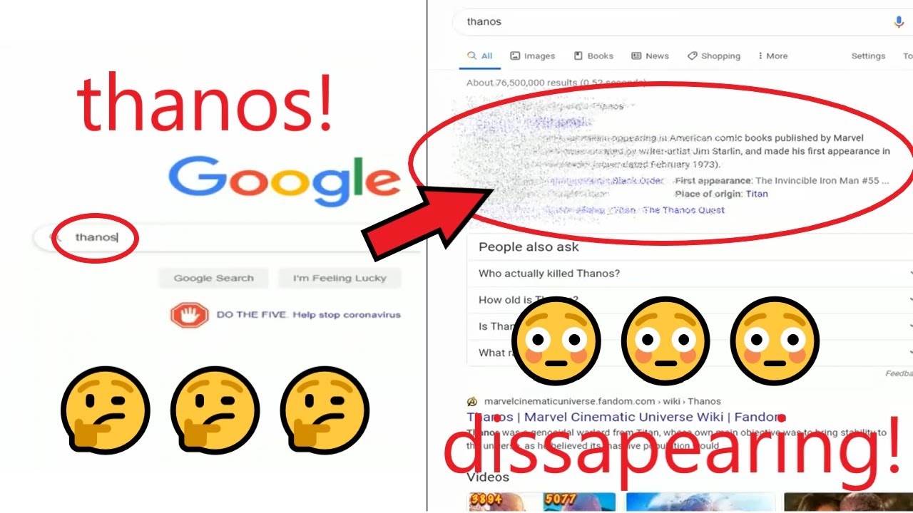 Type "thanos" on Google and THIS happens... 