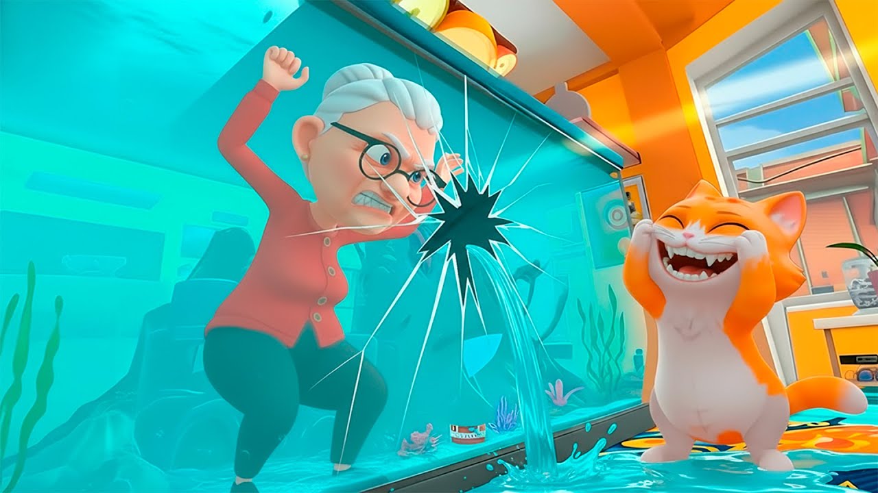 GATINHO PRENDEU A VOVÓ NO AQUÁRIO NO I AM CAT - O FILME