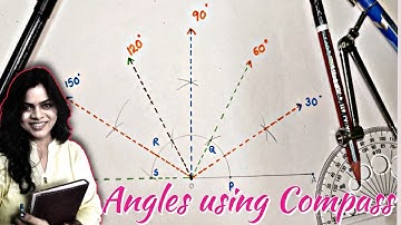 Construction of angles-30, 60, 90, 120, 150, and 180 degree