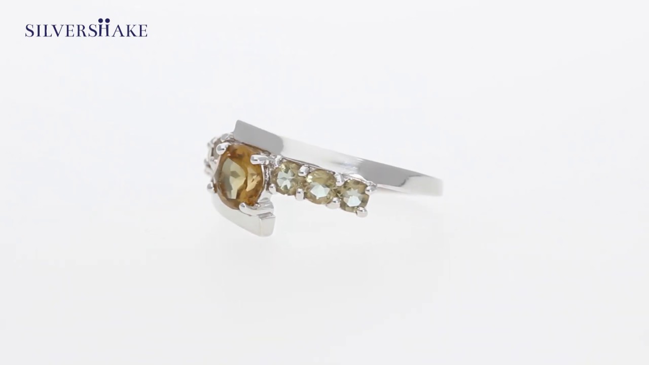 Silvershake Genuine Citrine Celtic Knot Ring – White Gold Plated 925 Sterling Silver, Size 7