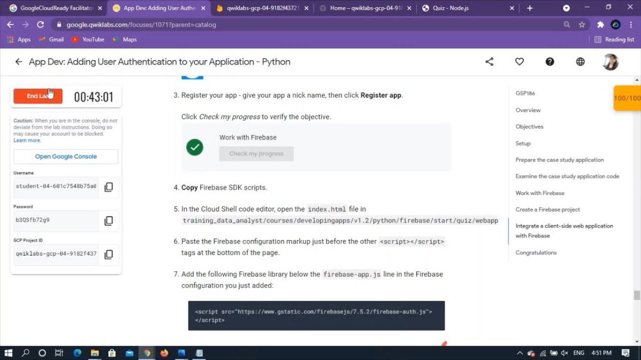 QwiklabApp Dev: Adding User Authentication to your Application - Python ...