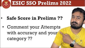 ESIC SSO Prelims Safe Score | ESIC SSO Prelims Expected Cutoff | ESIC SSO Prelims Result #esicsso