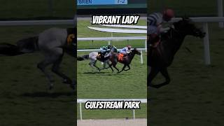 Vibrant Lady, John Velázquez at the reins, powering home and winning race 2. #GulfstreamPark