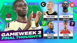 FPL Gameweek 3 Final Thoughts 🔥 Team News 🚨 My latest Wildcard thoughts ✍️
