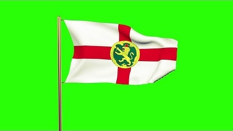 Alderney Flag Waving In The Wind. Green Screen, Alpha Matte. Loopable Animation Stock Animation