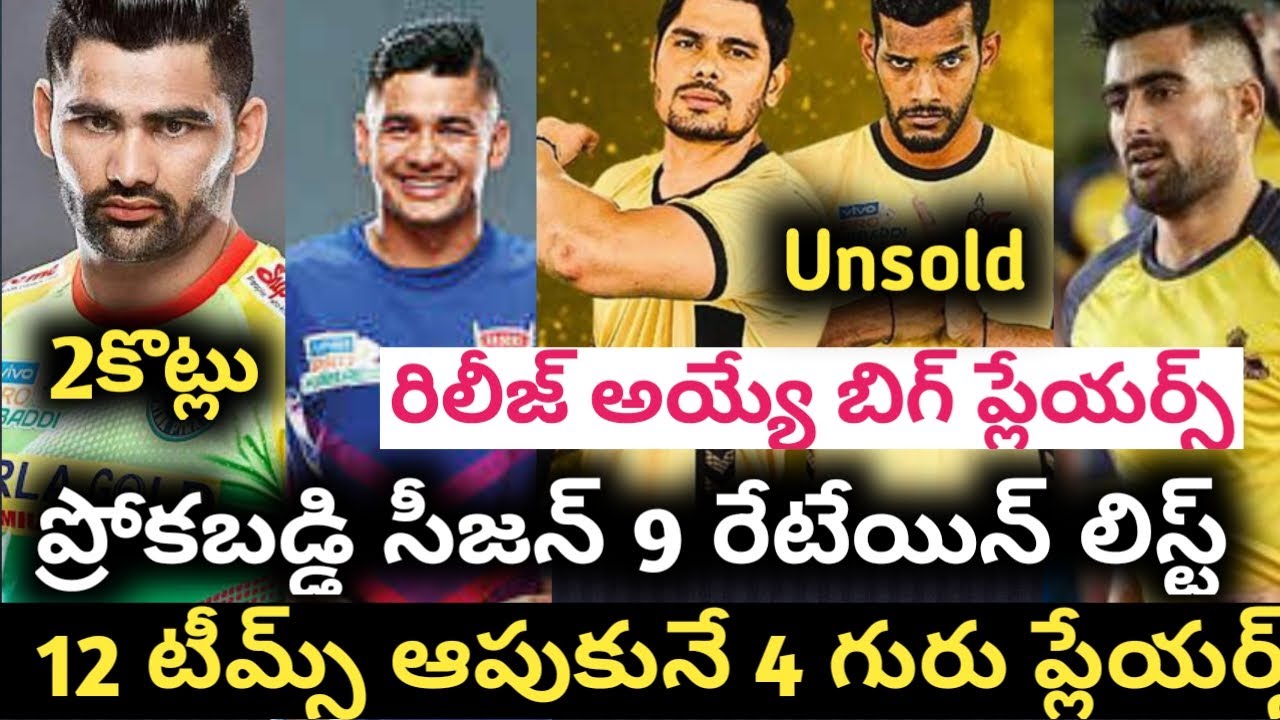 Pro kabaddi league season 9 players retain list and auction date | Pro kabaddi league 9 all teams |