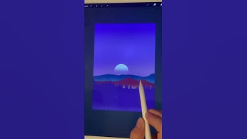 Sunset illustration in procreate. Digital cute clip art #howtodraw #shorts #painting  #procreate