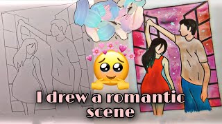 Romantic Couple Painting | Drawing A Couple In Romantic Mood | Art's Of Munna #Romanticdrawing