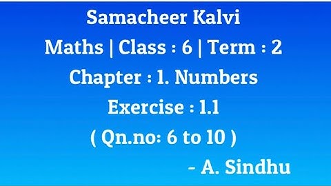 6th maths Term 2 Samacheer | Chapter 1 | Numbers | Exercise 1.1 Sum 6 to 10