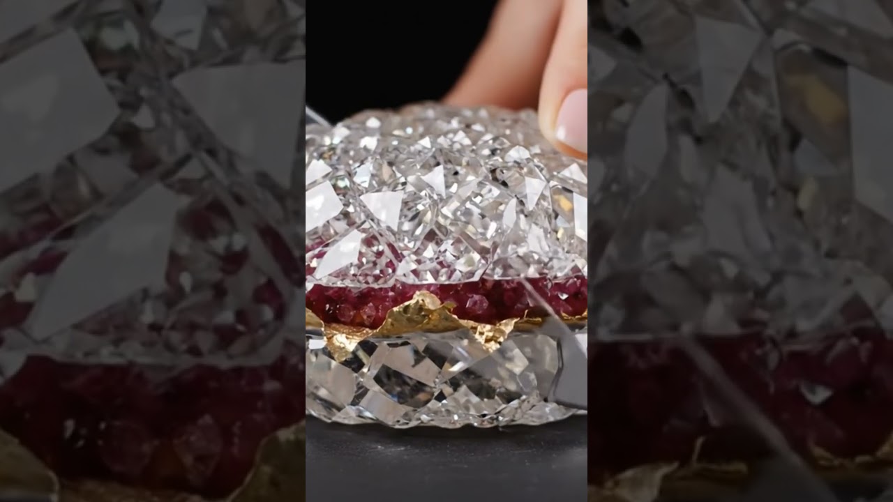 ASMR: Slicing a Diamond Burger | Oddly Satisfying Crystal Food Art
