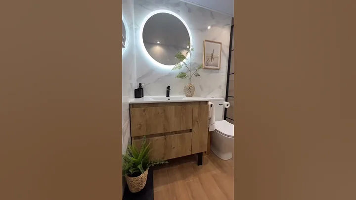 Modern Bathroom Design with LED Mirror & Wood Accents 🌿✨#inyouths
