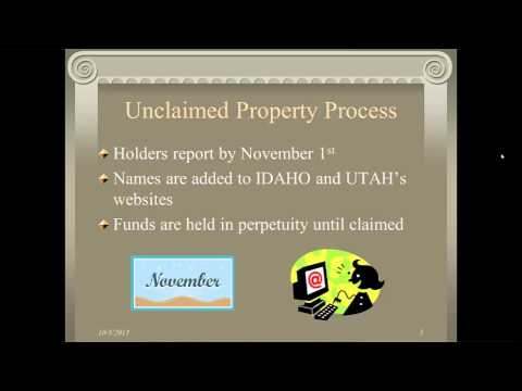 (1 of 4) Introduction to Unclaimed Property principles