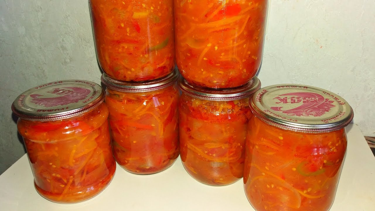 Консервация. Ленивое Лечо Вкуснейший Салат из помидор на зиму