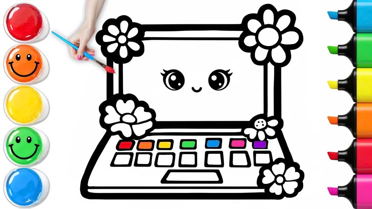 How To Draw a Colorful Laptop | Easy Step By Step Tutorial - YouTube