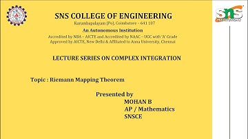 Riemann Mapping Theorem | B MOHAN | SNS INSTITUTIONS