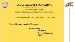 Riemann Mapping Theorem | B MOHAN | SNS INSTITUTIONS