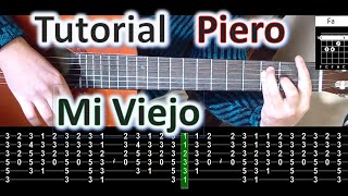 Video thumbnail of "Mi viejo - Piero - Tutorial guitarra completo - Entre guitarras"