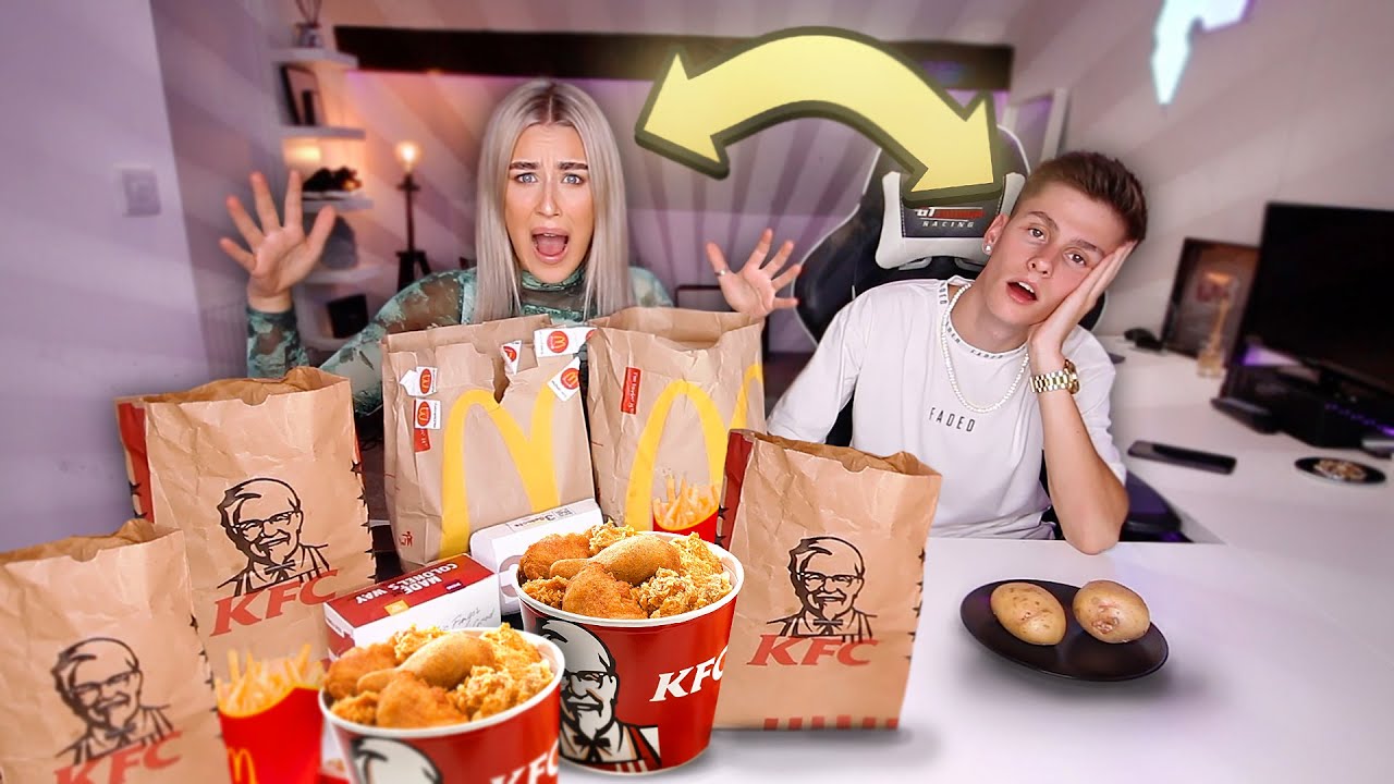 Я поменялся ДИЕТАМИ со своей ДЕВУШКОЙ на 24 ЧАСА!! *Плохая идея*