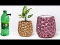 Pottery Making || Cement flower vase - Cement tree pot making || plastic bottle flower vase