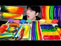 ASMR MUKBANG | 레인보우 디저트 무지개 롤업젤리 꿀젤리 아이스크림 먹방 &amp; 레시피 RAINBOW DESSERT MACARONS EATING