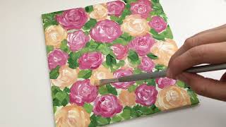 Acrylic roses painting / Easy painting layering techniques for beginners