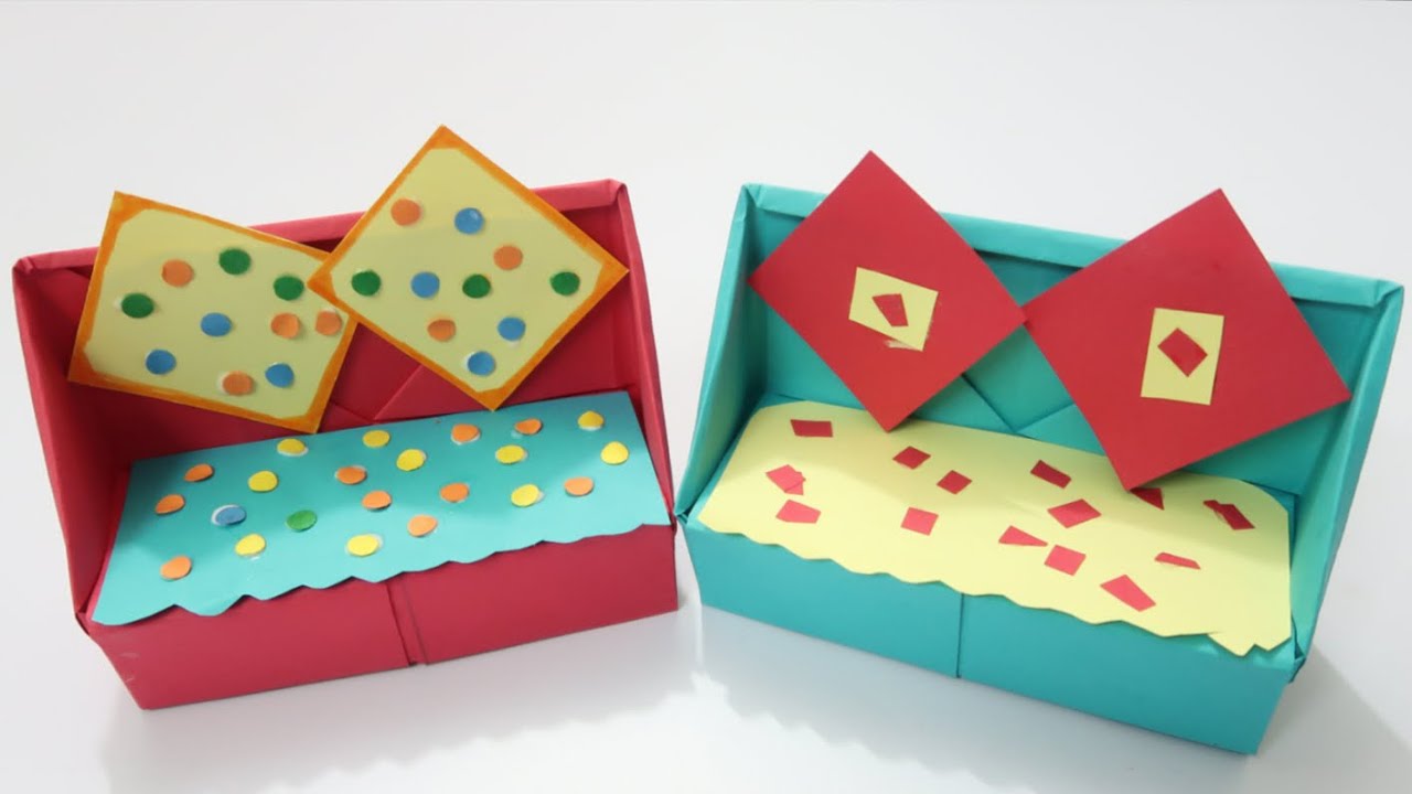 DIY Mini Paper Sofa/Paper Craft For School/Easy Craft For kids YouTube