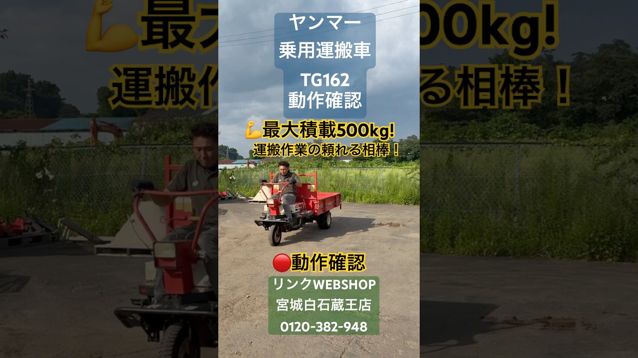 動作確認】ヤンマー TG162 乗用運搬車！最大積載500kg💪農作業・収穫物