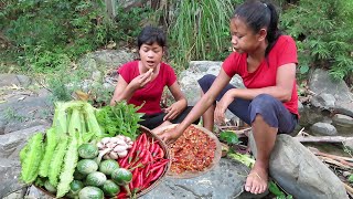 Food yummy Mouth Watering: Vegetables Food Mixed vs Salt Hot Chili Garlic  My Natural Food ep 32