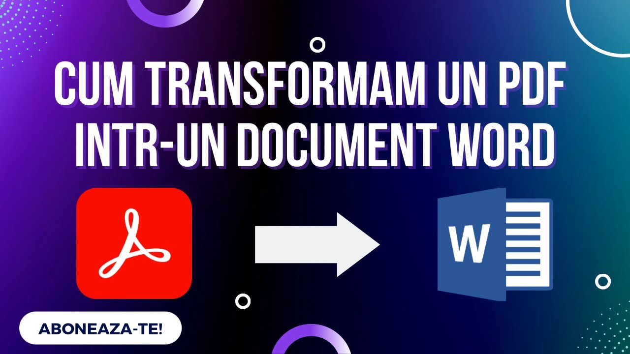 Cum transformam un pdf intr un document word youtube
