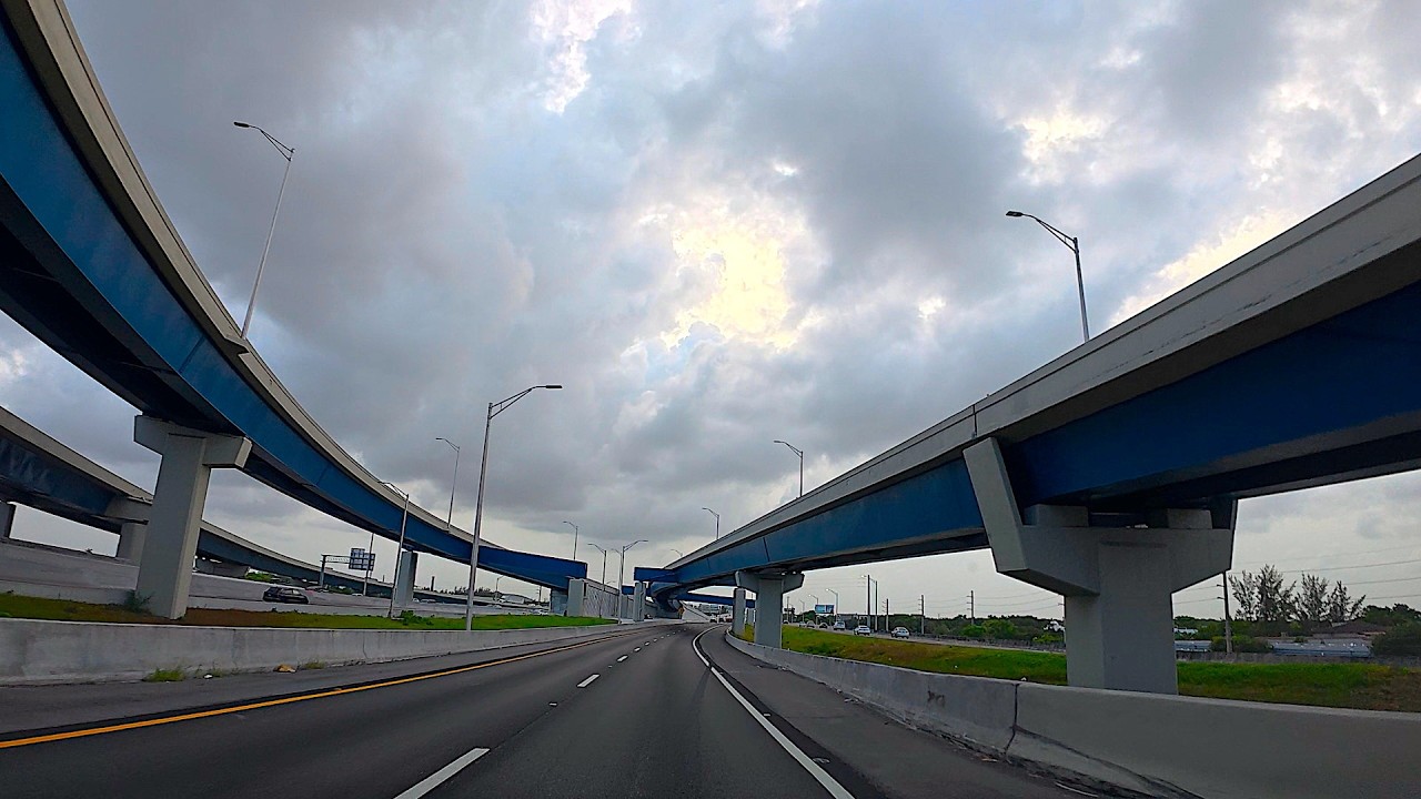 Miami Sunset to Night Highway Drive - I-95, I-595, I-75 & SR-826