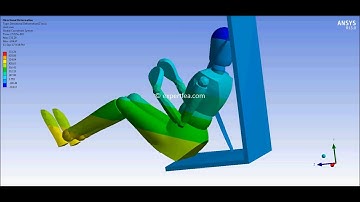 ANSYS WB Explicit Dynamics - Simulation of dummy wearing 2 point seat belt at 150g deceleration (v1)