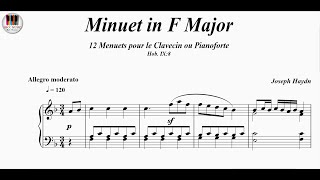 Minuet in F Major, 12 Menuets pour le Clavecin ou Pianoforte Hob. IX:8 - Joseph Haydn, Piano