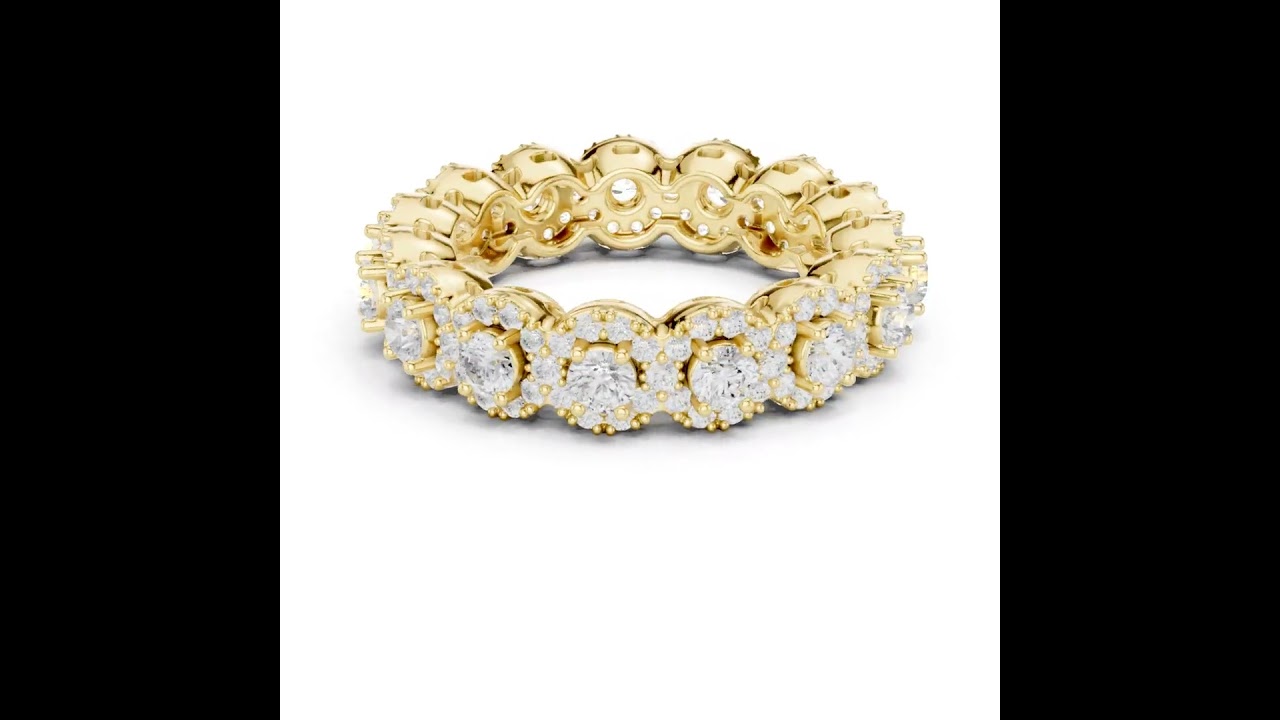 Round Diamond Halo Scalloped Eternity Band