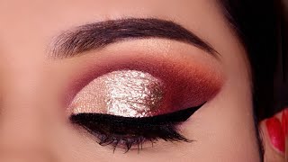 INDIAN BRIDAL Eye Makeup Tutorial Maroon and Gold Look