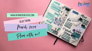 March Plan with Me in my Bullet Journal - Blue Ocean Theme